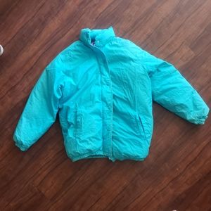 Lands End vtg Down Blue Puff Coat mid length M